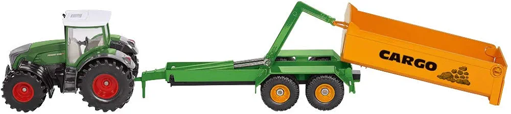 SIKU 1:50 FENDT TRACTOR WITH HOOKLIFT TRAILER & CARRIAGE - Image 3