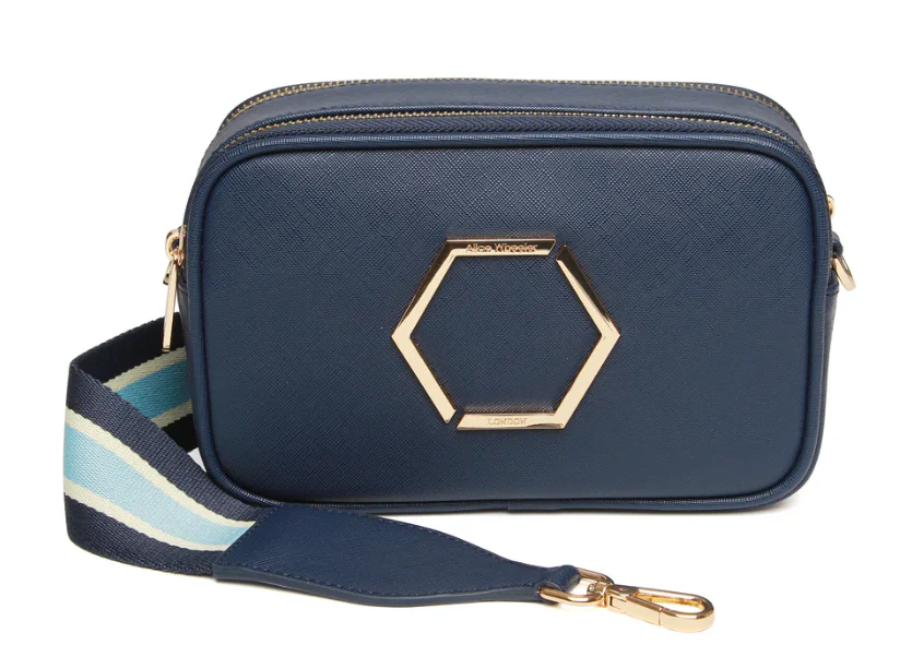 ALICE WHEELER LONDON Navy - Pimlico Honeycomb Cross Body Bag