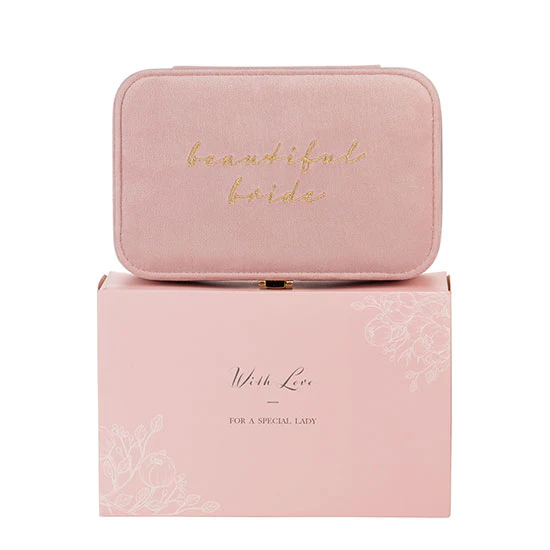 WID Amore pink velvet jewellery Box Beautiful Bride - Image 2