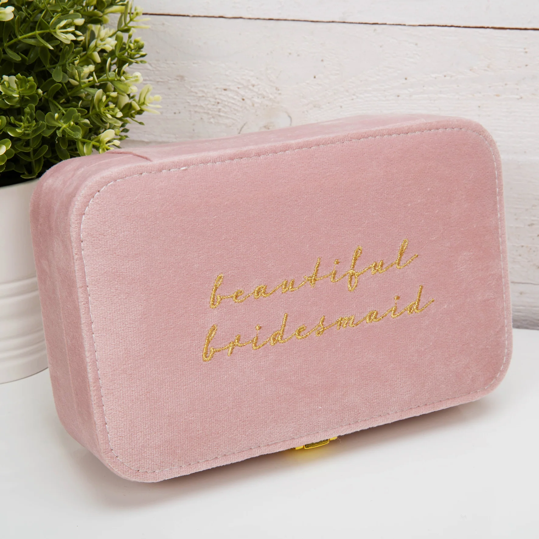 WID Amore Pink Velvet Jewellery box Beautiful Bridesmaid - Image 3