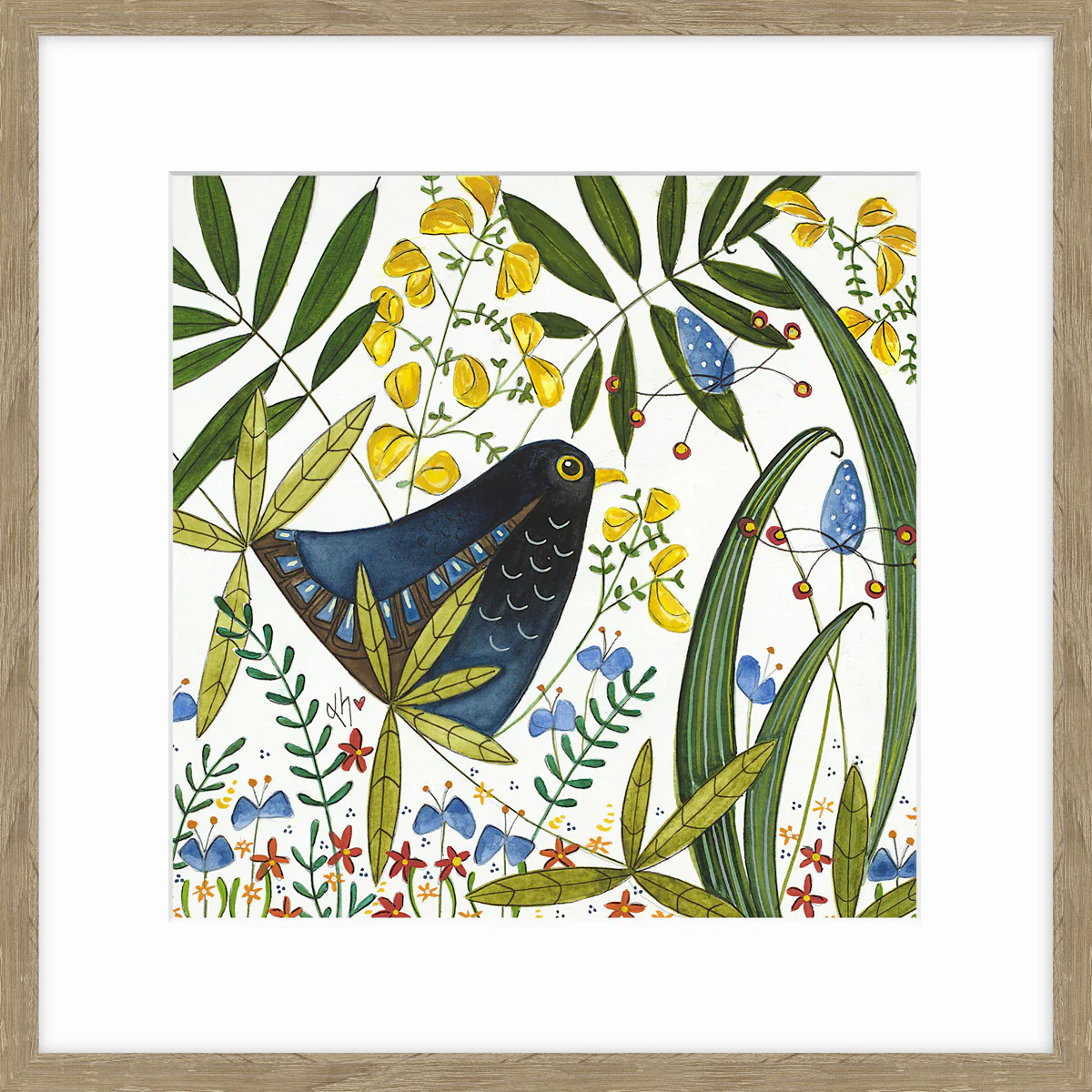 ART Blackbird in Hedgerow