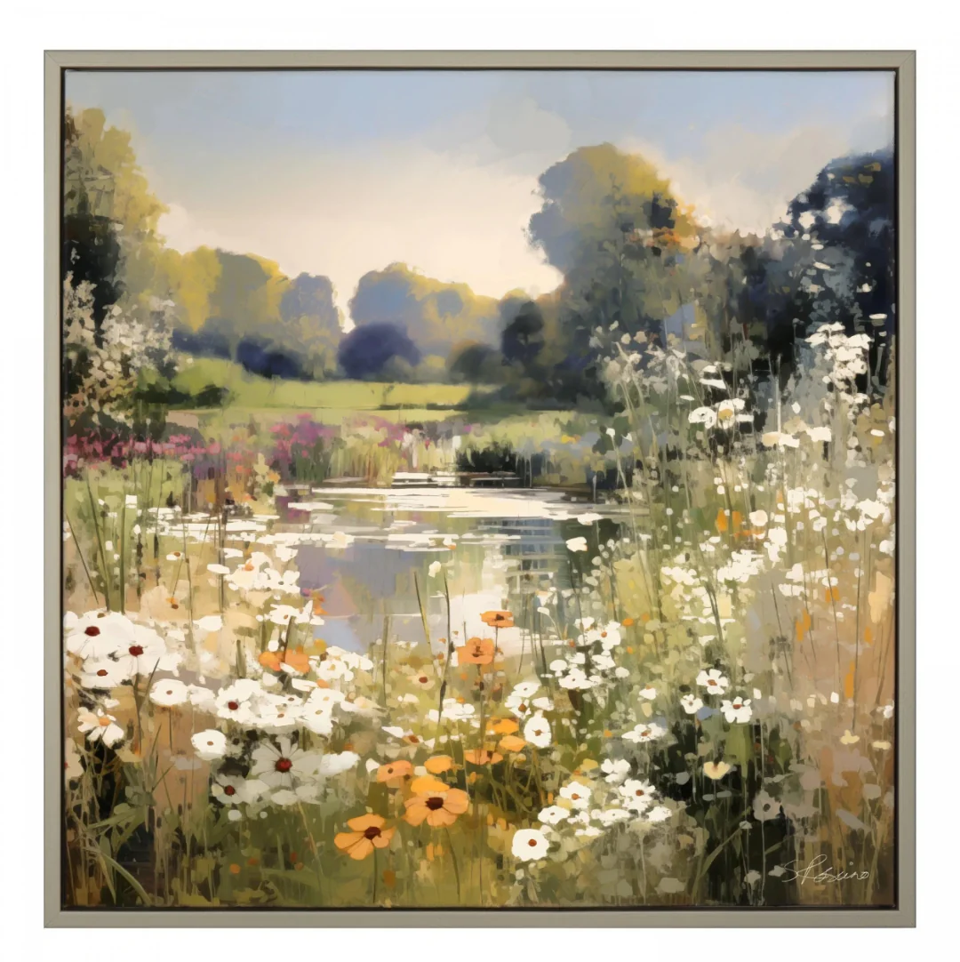 ART MAR Wildflower Reflections Framed Canvas