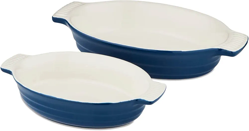 Barbary and Oak Oval Oven Dish, Set of 2 Blue