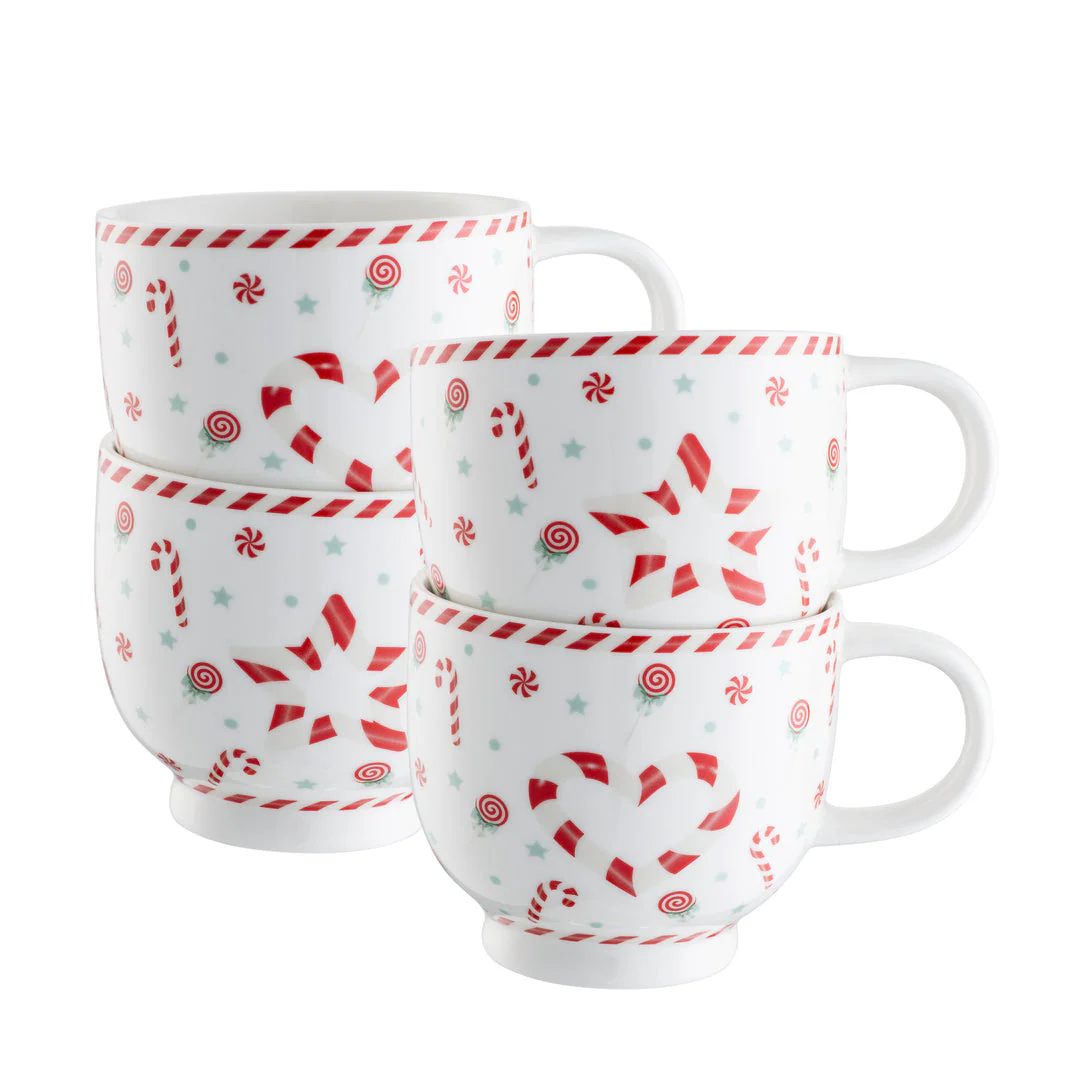 ⭐STAR BUY⭐ Belleek Peppermint Party Set 4 Footed Mugs - Image 2