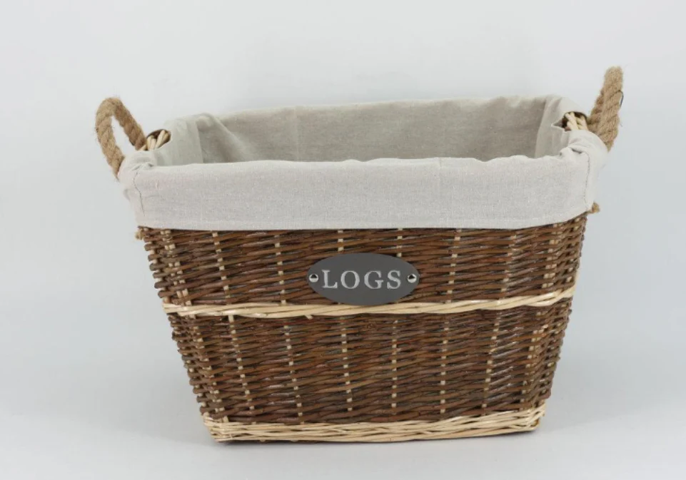 Beu Willow Rect Log Basket Brown