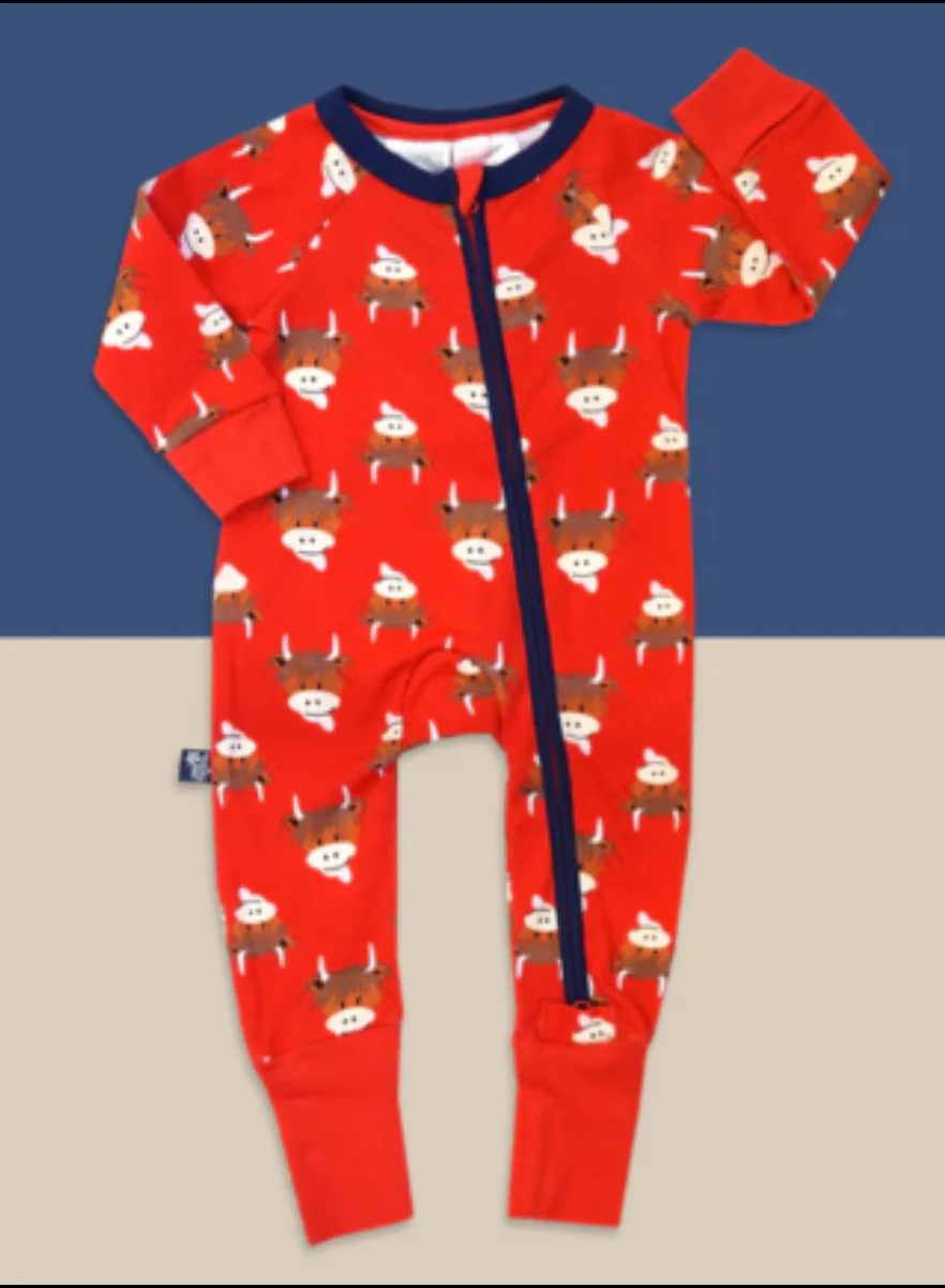 Blade and Rose Hamish Highland Cow Zip-Up Romper 0-3 months