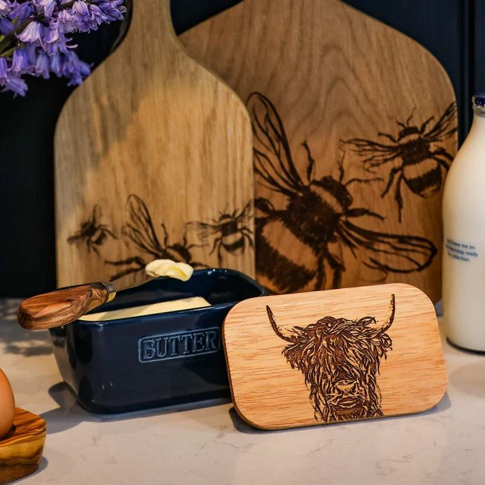 Selbrae House Blue Butter Dish - Highland Cow - Image 2