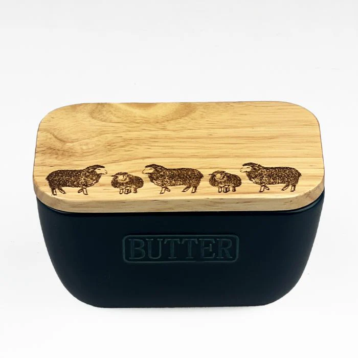 Selbrae House Blue Butter Dish - Sheep