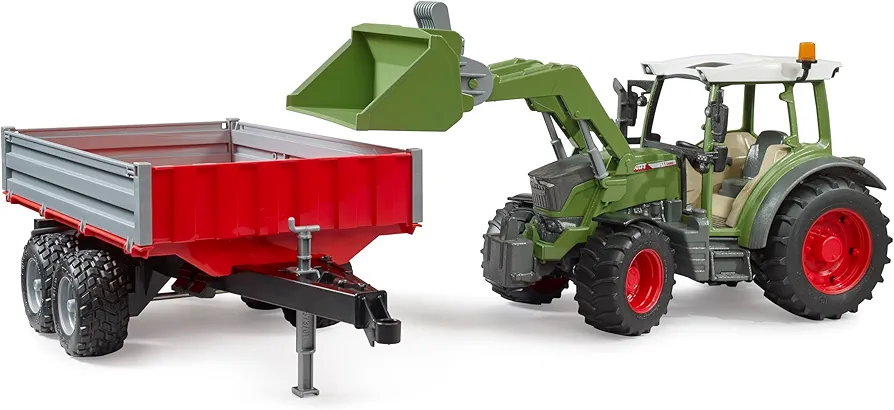 BRUDER FENDT VARIO 211 W/FRONTLOADER & TIPPING TRAILER - Image 2
