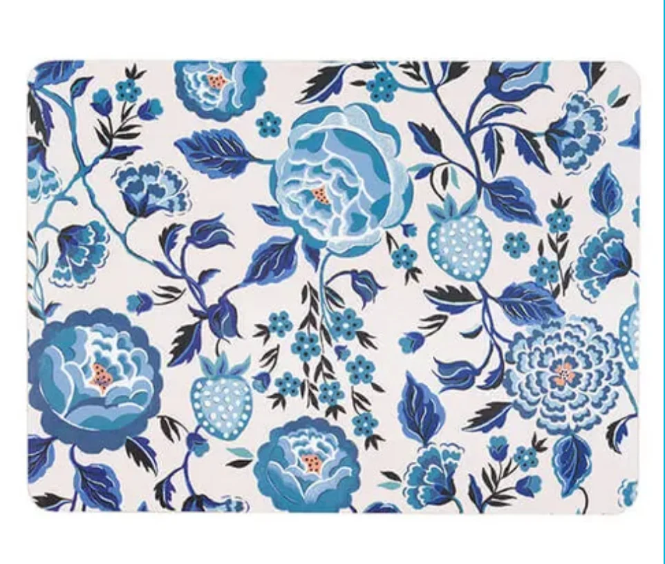 Cath Kidston Strawberry Garden Set of 4 Blue Cork Backed Placemats