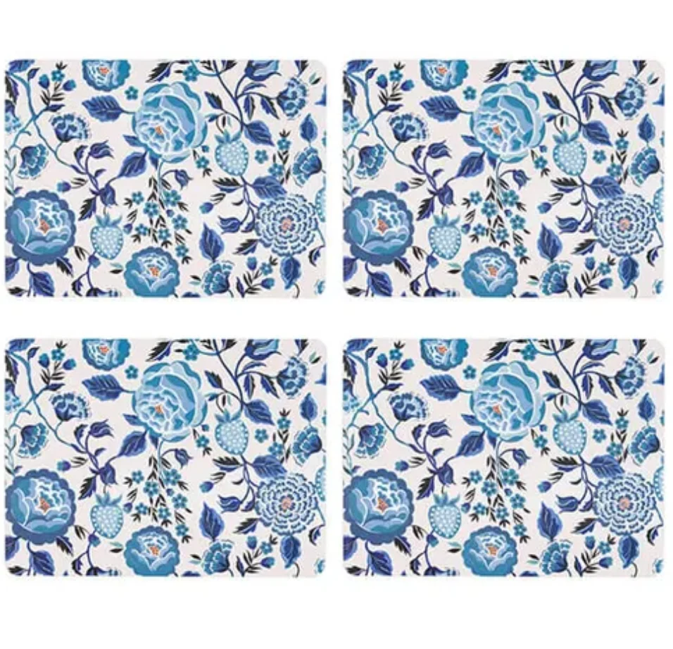 Cath Kidston Strawberry Garden Set of 4 Blue Cork Backed Placemats - Image 2
