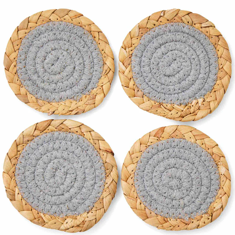 Cooksmart Coastal Set of 4 Seagrass/Cotton Coasters
