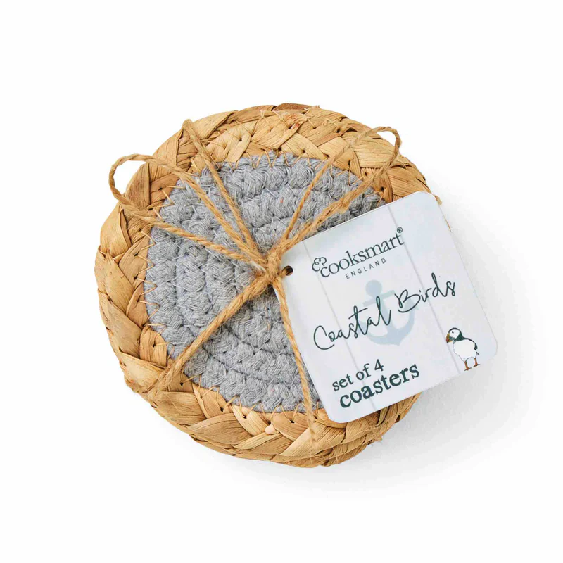 Cooksmart Coastal Set of 4 Seagrass/Cotton Coasters - Image 2