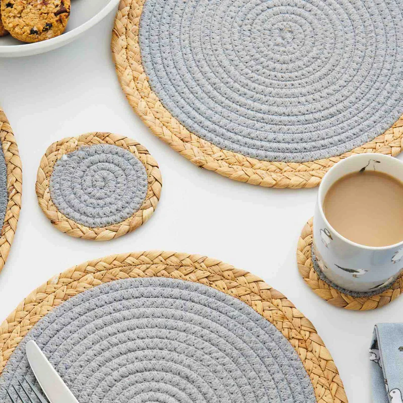 Cooksmart Coastal Set of 4 Seagrass/Cotton Coasters - Image 3