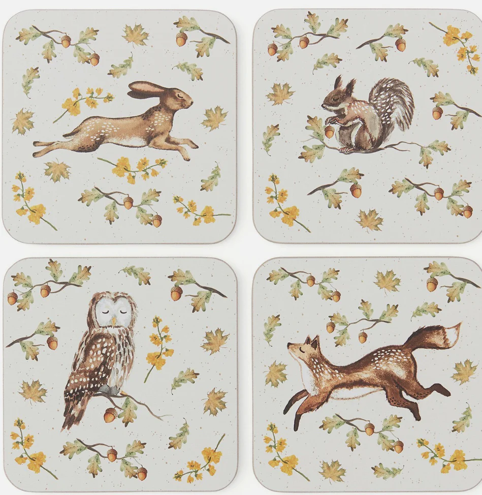 Cooksmart Forest Fable Set Of Four Coasters