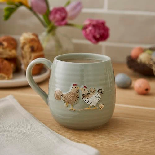 Cooksmart Hen House Lane Belly Mug Happy Family - Sage - Image 2