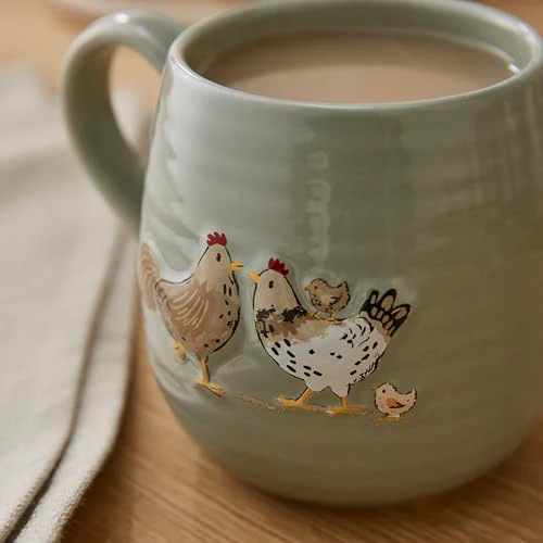 Cooksmart Hen House Lane Belly Mug Happy Family - Sage - Image 3