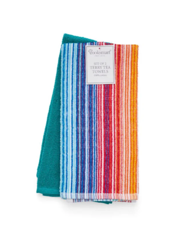 Cooksmart Terry Tea Towels 2 pack- Rainbow
