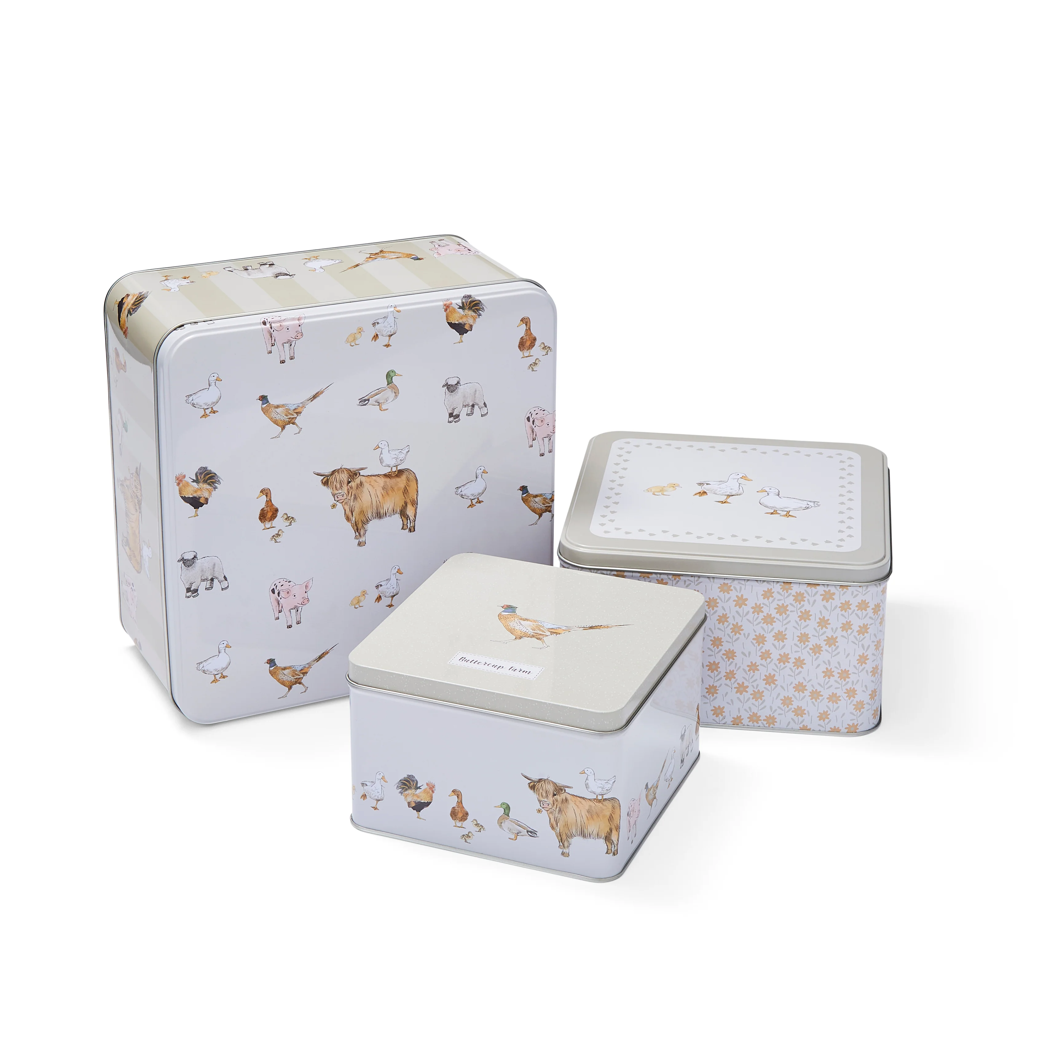 Cooksmart Buttercup Farm Set 3 Square Tins