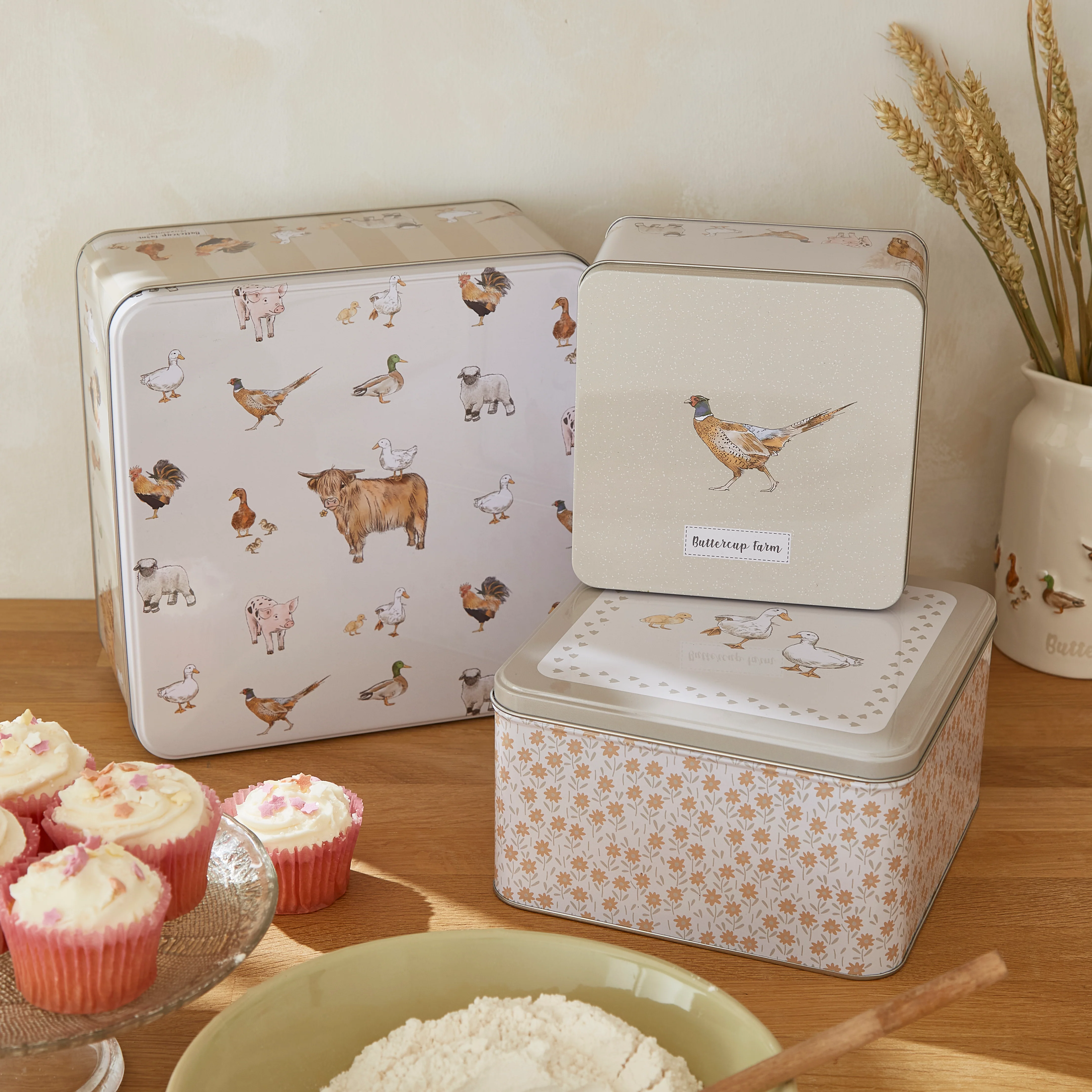 Cooksmart Buttercup Farm Set 3 Square Tins - Image 2