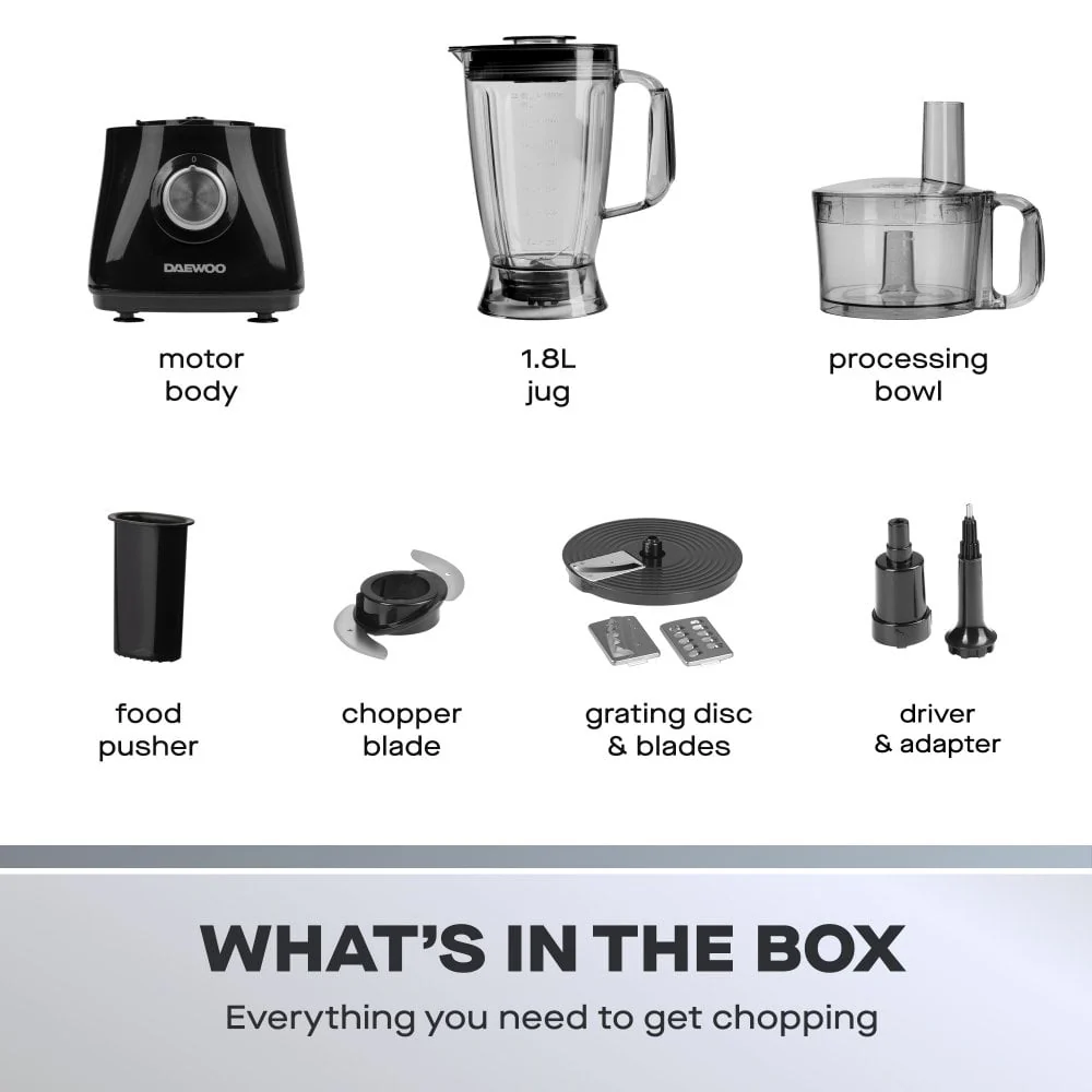 Daewoo 750W 2L Food Processor & 1.8L Blender Combo - Image 5