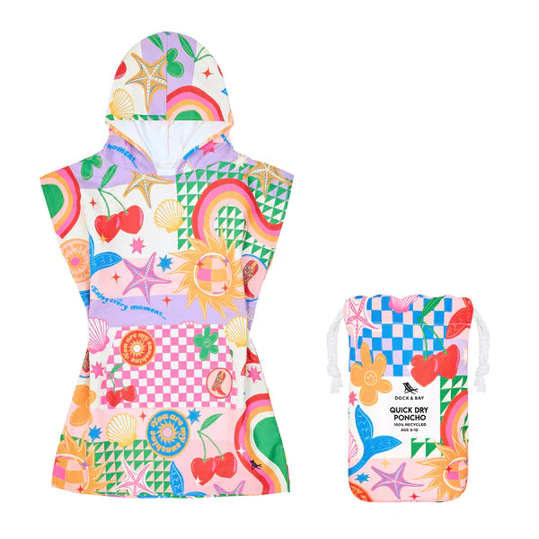 Dock & Bay Poncho - Kids - Good Vibes Club Medium (Age 6 to 10) (75x55cm)