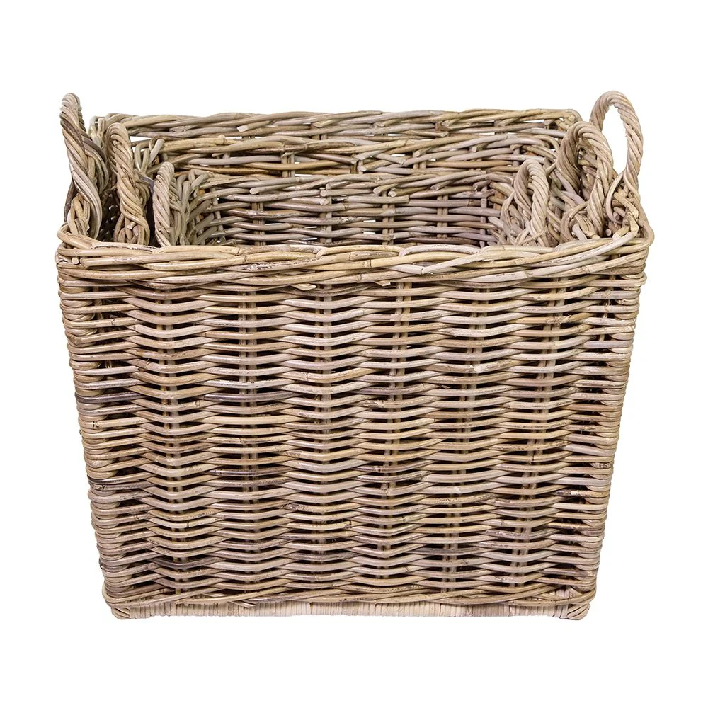 EDD OBLONG GREY KUBU RATTAN BASKET LARGE 5710
