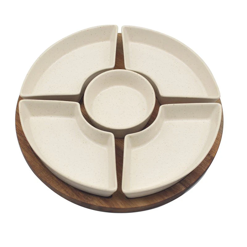 JD Elements Snack Dishes And Wood Tray
