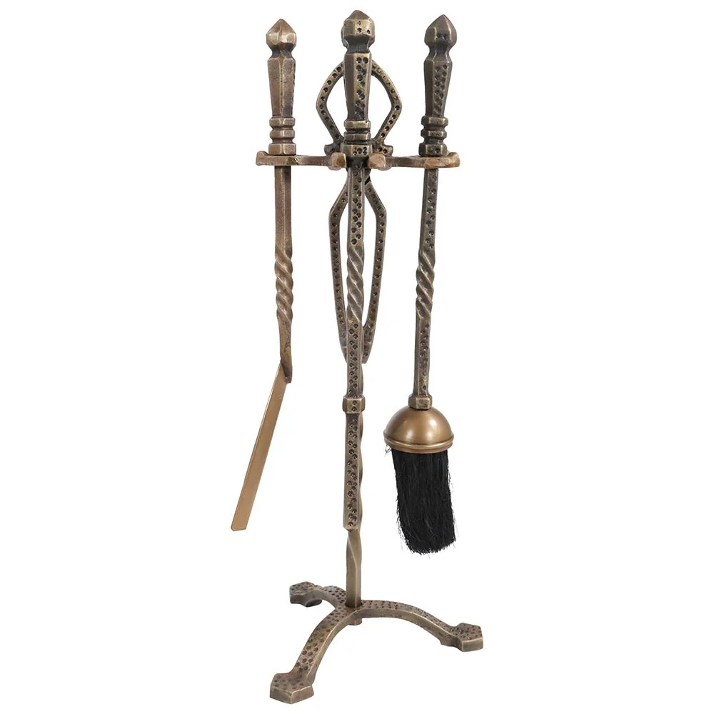 FERN COTTAGE ANTIQUE BRASS GOTHIC COMPANION SET 18x18x50cm A6603