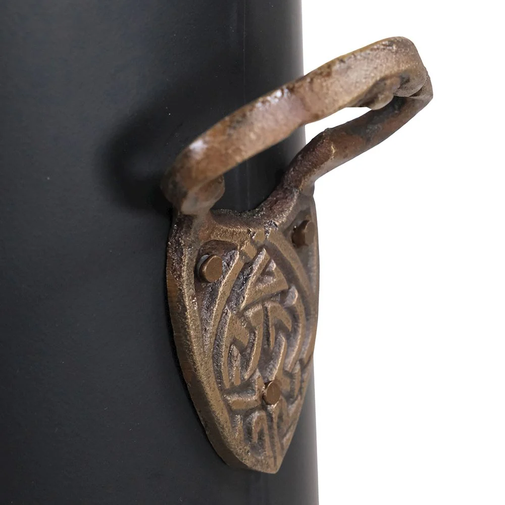 FERN COTTAGE BLACK COAL SHUTE WITH ANTIQUE BRASS EMBOSSED HANDLES 22x22x55cm A1134 - Image 2