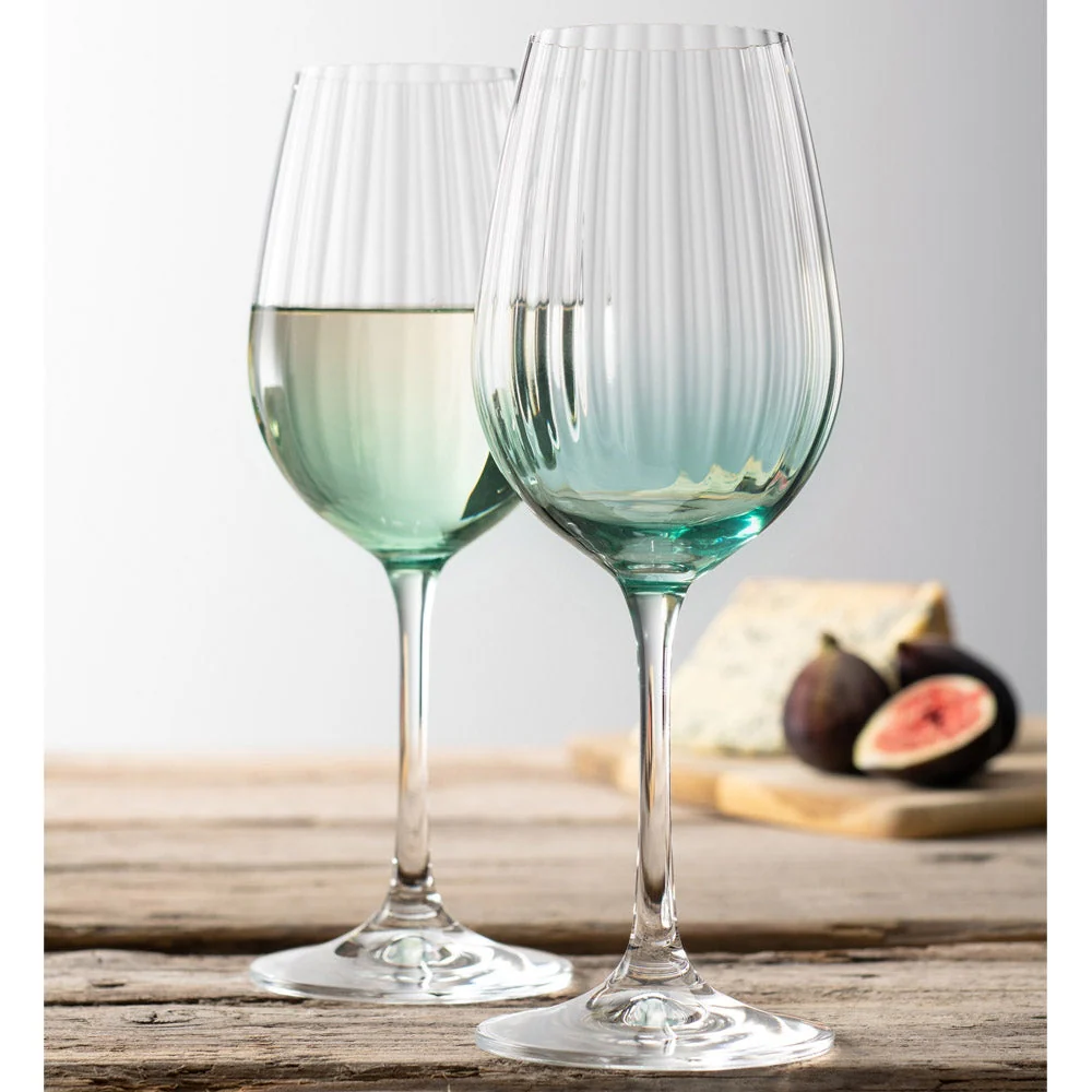 Galway Crystal Erne Wine Set of 2 in Aqua - Image 2