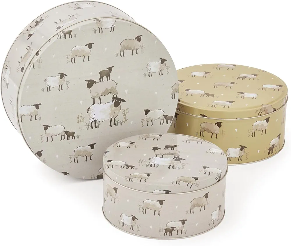 Cooksmart Highland Sheep Set Of 3 Round Cake Tins
