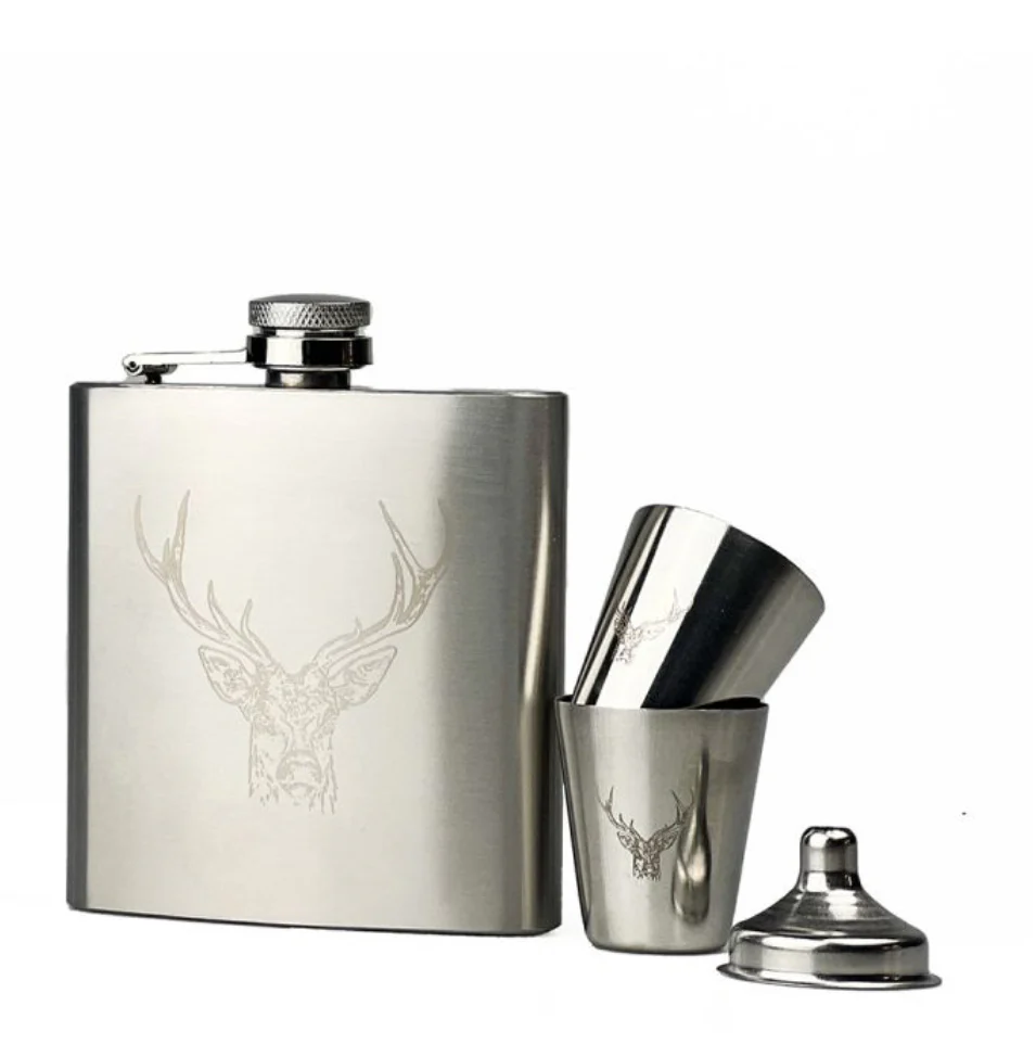 Selbrae House Hip Flask & Cup Set Stag - Image 2