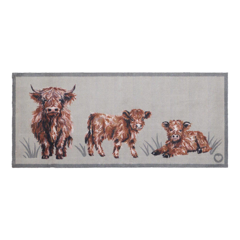 Hug Rug Heritage Highland Cow Washable Runner 65x150cm
