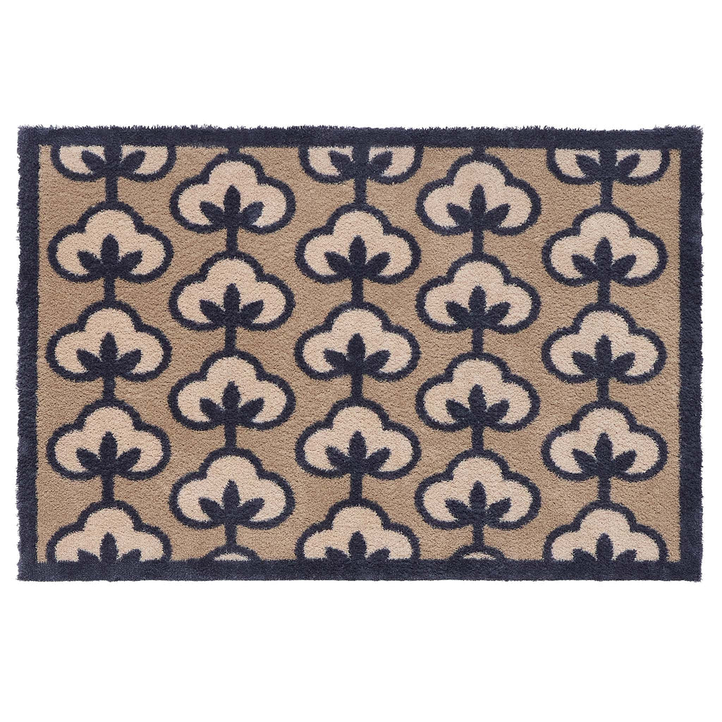 Hug Rug Retro Flower Neutral Washable Doormat 65x85cm