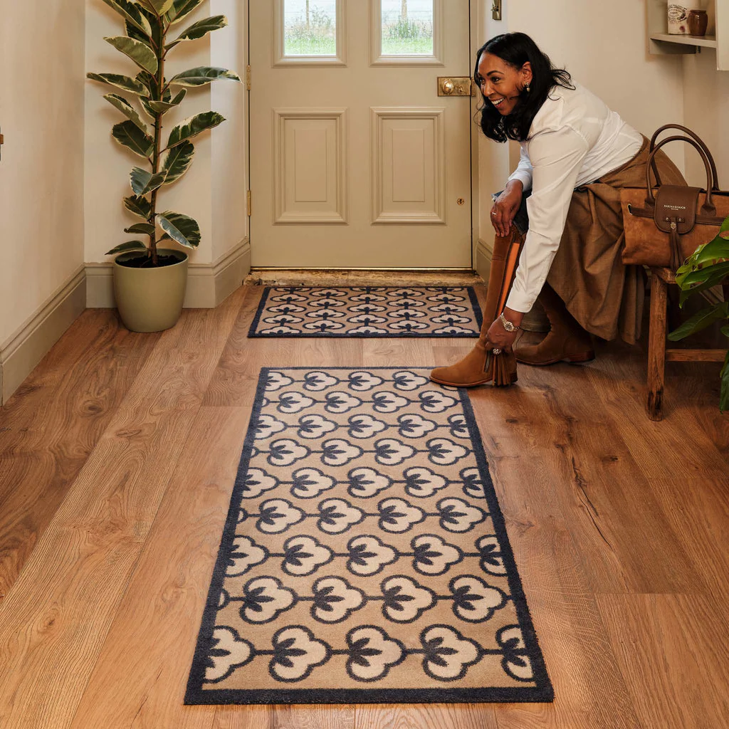 Hug Rug Retro Flower Neutral Washable Runner 65x150cm - Image 2