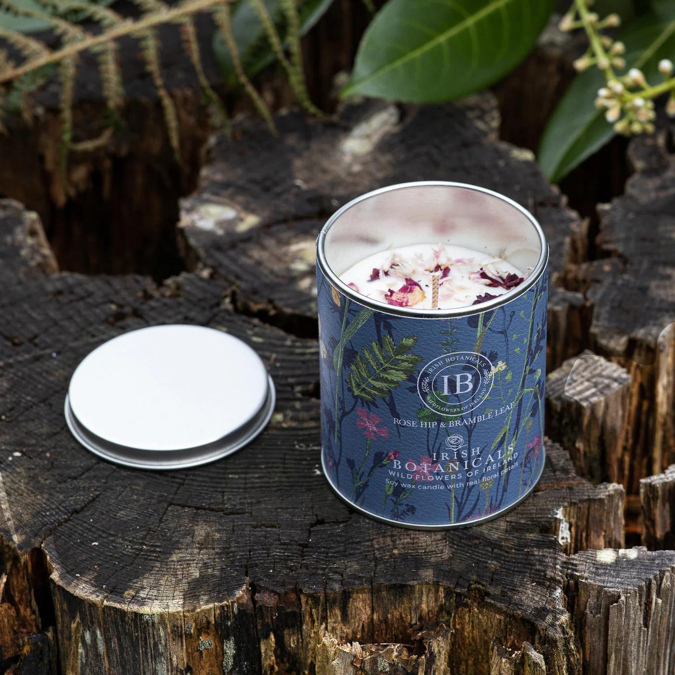 Irish Botanicals Wildflower Rosehip and Brambleleaf Tin Candle - Image 2