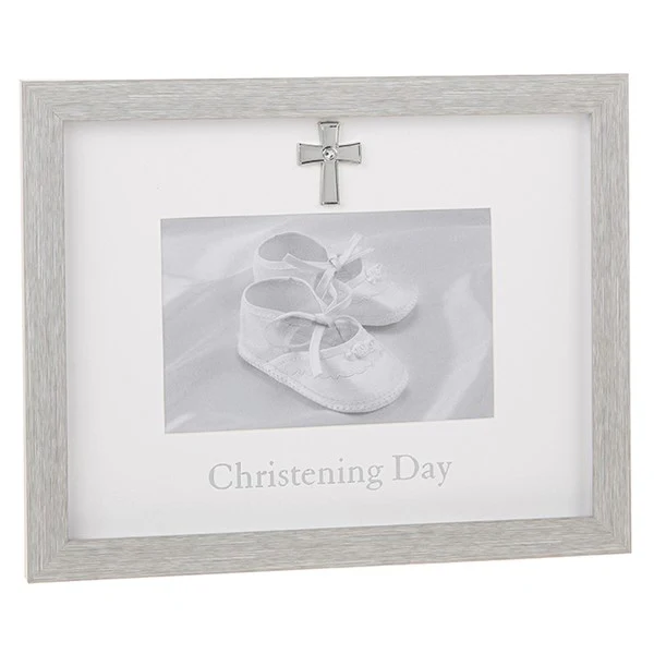 JD Modern Grey Christening Frame 6x4