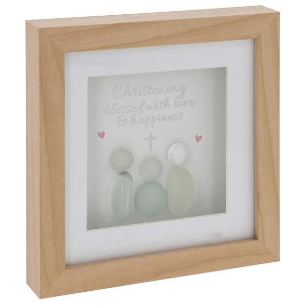 JD Pebble Glass Square Plaque Christening