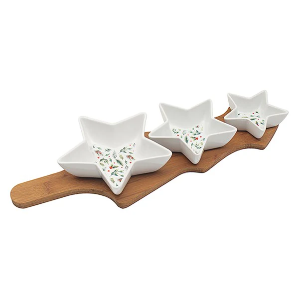 JD Star Dishes With Tree Bamboo Tray