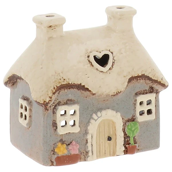 JD Village Pottery Mini Heart Cottage Grey