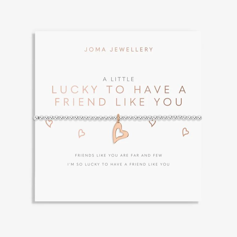 Joma A Little 'Lucky To Have A Friend Like You' Bracelet In Silver And Rose Gold Plating