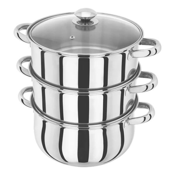 Judge Essentials Steamer 24cm 3 Tier Steamer Set with Glass Lid