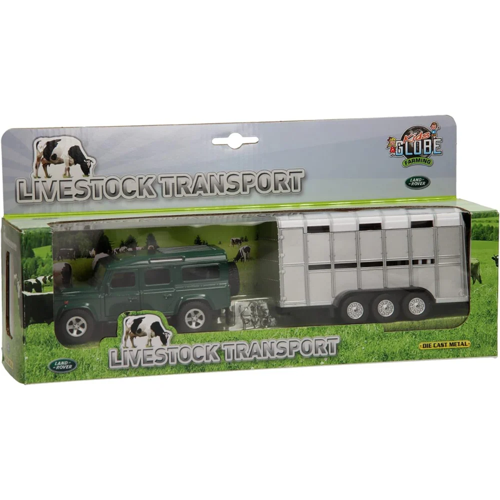 Kids Globe Land Rover Defender with Cattle Trailer - Image 2