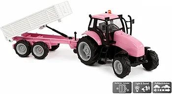 KIDS GLOBE PINK TRACTOR SET W/ LIGHT & SOUND - Image 2