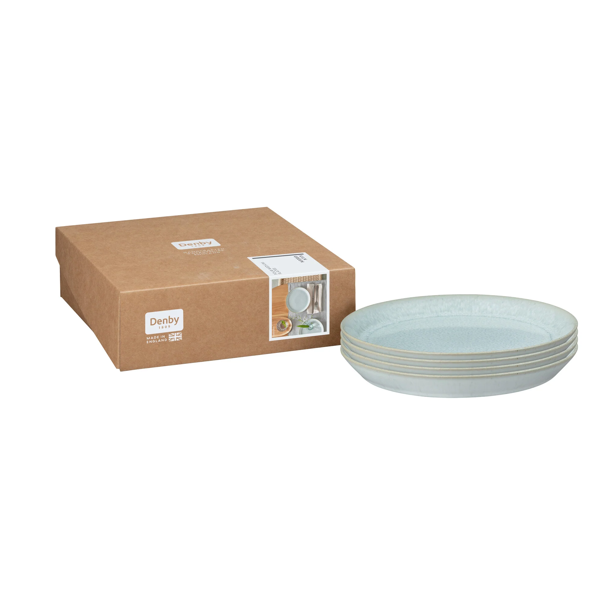 DENBY KILN GREEN SET OF 4 MEDIUM PLATES