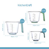 KitchenCraft 3pc Space Saving Stackable Measuring Jugs with Green and Blue Handles - Image 3