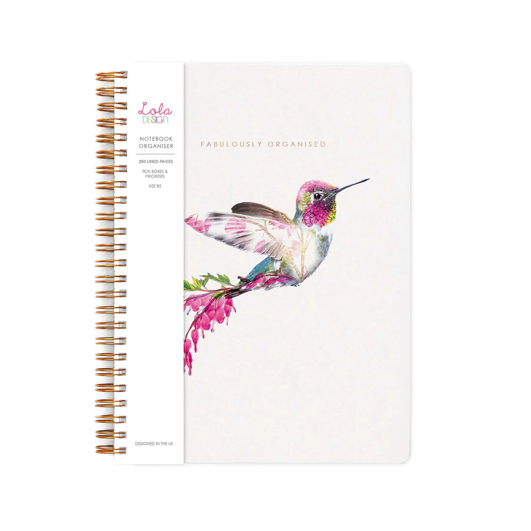 Lola Designs - HUMMINGBIRD WIRO BOUND ORGANISER / NOTEBOOK
