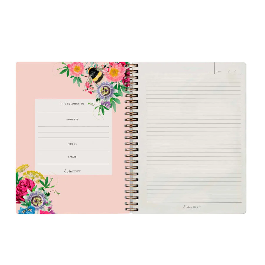 Lola Designs -WIRO BOUND PINK BEE ORGANISER / NOTEBOOK - Image 2