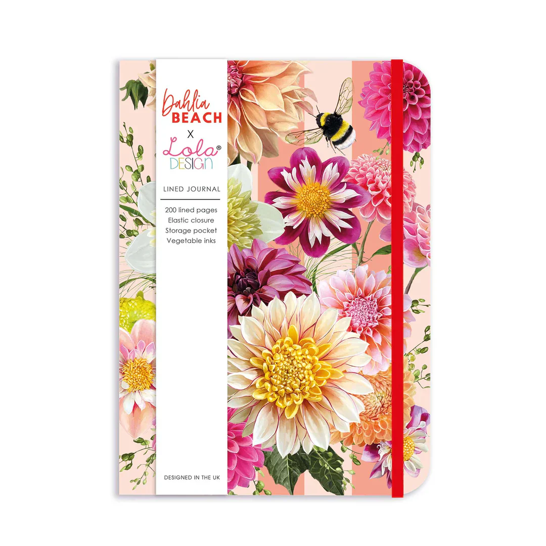 Lola Design DAHLIA HARDBACK JOURNAL WITH ELASTIC CLOSURE